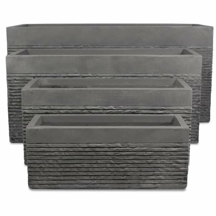1m Extra Large Light Grey Fibrecotta Brick Design Trough Planter - By Primrose™ 4 1m Extra Large Light Grey Fibrecotta Brick Design Trough Planter - By Primrose™ - Image 4