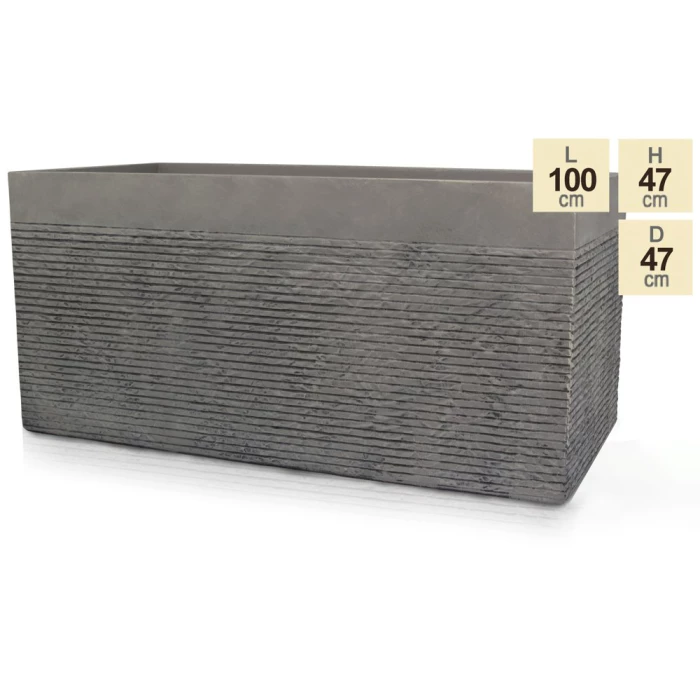 1m Extra Large Light Grey Fibrecotta Brick Design Trough Planter - By Primrose™ 5 1m Extra Large Light Grey Fibrecotta Brick Design Trough Planter - By Primrose™ - Image 5