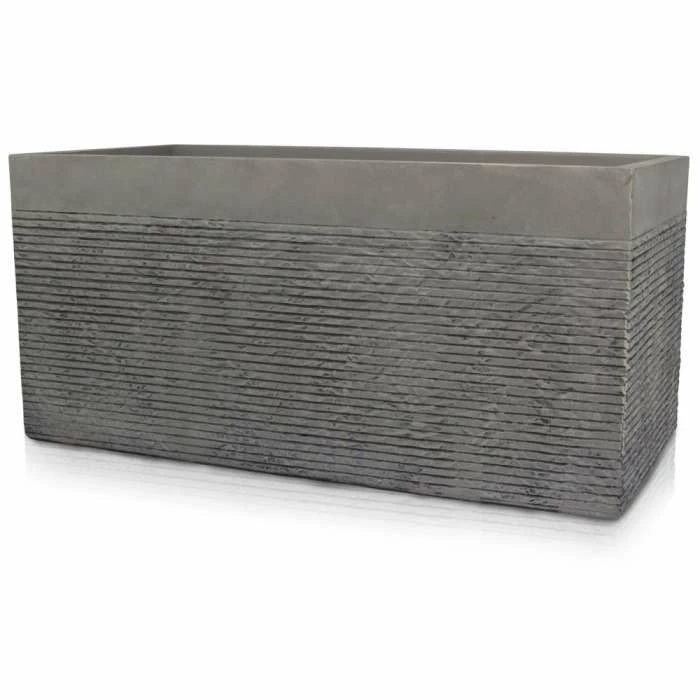 1m Extra Large Light Grey Fibrecotta Brick Design Trough Planter - By Primrose™ 1 1m Extra Large Light Grey Fibrecotta Brick Design Trough Planter - By Primrose™