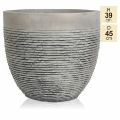 H39cm Large Light Grey Fibrecotta Brick Design Egg-Shaped Planter - By Primrose™ -Cheap PLANTERS Store PP4508L 1a66