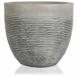 H39cm Large Light Grey Fibrecotta Brick Design Egg-Shaped Planter - By Primrose™