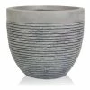 H30cm Medium Light Grey Fibrecotta Brick Design Egg-Shaped Planter - By Primrose