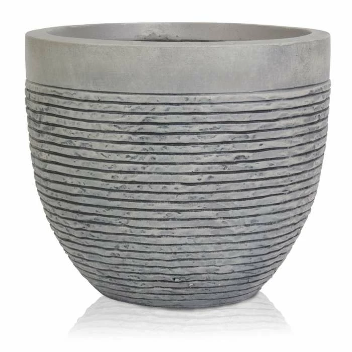 H30cm Medium Light Grey Fibrecotta Brick Design Egg-Shaped Planter - By Primrose 1 H30cm Medium Light Grey Fibrecotta Brick Design Egg-Shaped Planter - By Primrose
