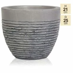 H21cm Small Light Grey Fibrecotta Brick Design Egg-Shaped Pot - By Primrose™ -Cheap PLANTERS Store PP4508SX2 5c07