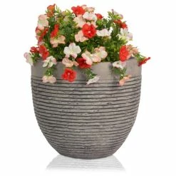 H46cm Extra Large Light Grey Fibrecotta Brick Design Egg-Shaped Planter - By Primrose™ -Cheap PLANTERS Store PP4508XL add image 2 1aeb