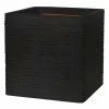 40cm Capi Nature Rib NL Planter Square Planter in Black