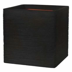 40cm Capi Nature Rib NL Planter Square Planter in Black