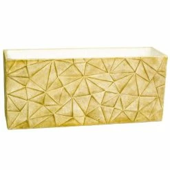 90cm Polystone Embossed Geometric Sandy Brown Trough Planter - By Primrose™ -Cheap PLANTERS Store PP4739 add image 2 e14e