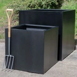 H75cm Jumbo Stone Composite Cube Planter in Black -Cheap PLANTERS Store PP5020BJ add image 2 b64f