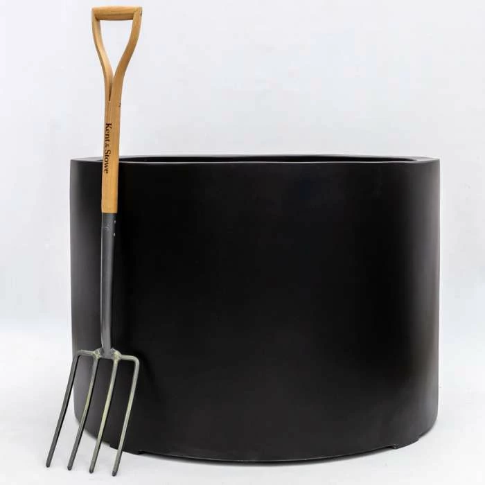 1m Jumbo Stone Composite Low Cylinder Planter in Black 2 1m Jumbo Stone Composite Low Cylinder Planter in Black - Image 2
