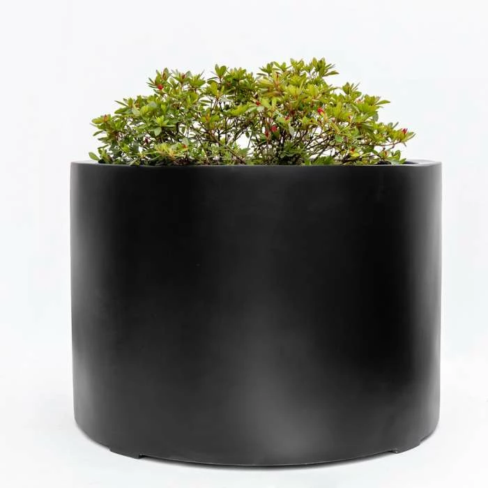 1m Jumbo Stone Composite Low Cylinder Planter in Black 3 1m Jumbo Stone Composite Low Cylinder Planter in Black - Image 3