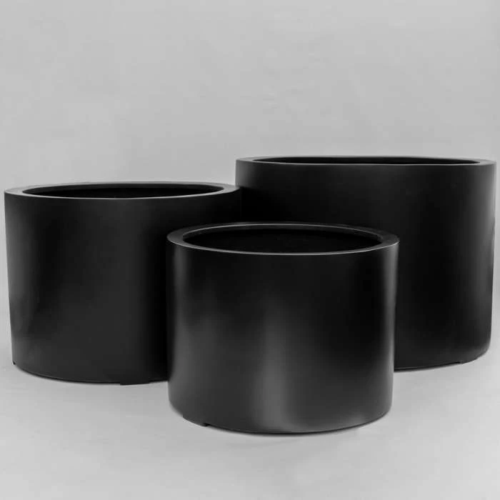 1m Jumbo Stone Composite Low Cylinder Planter in Black 4 1m Jumbo Stone Composite Low Cylinder Planter in Black - Image 4