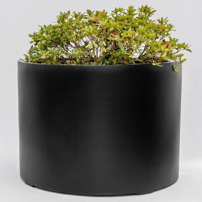 85cm XL Stone Composite Low Cylinder Planter in Black 3 85cm XL Stone Composite Low Cylinder Planter in Black - Image 3