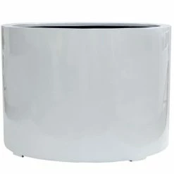 1m Jumbo Stone Composite Low Cylinder Planter in White