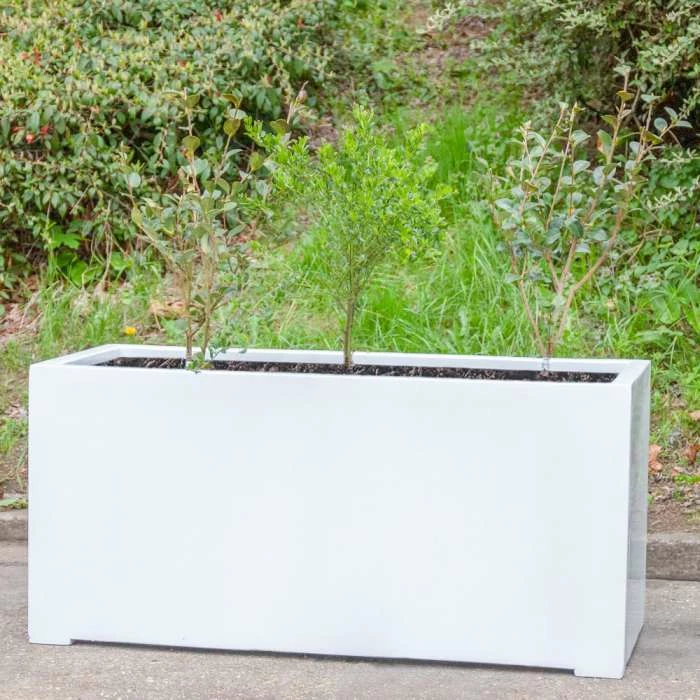 1.2m Large Stone Composite Trough Planter in White 2 1.2m Large Stone Composite Trough Planter in White - Image 2
