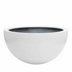 90cm Large Stone Composite Low Bowl Planter in White