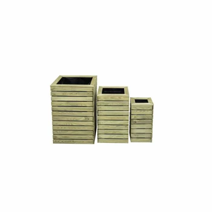 Set of 3 Wooden Contemporary Slatted Planters 4 Set of 3 Wooden Contemporary Slatted Planters - Image 4