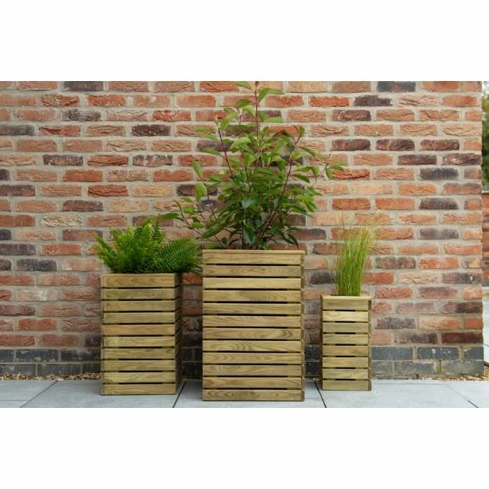 Set of 3 Wooden Contemporary Slatted Planters 5 Set of 3 Wooden Contemporary Slatted Planters - Image 5