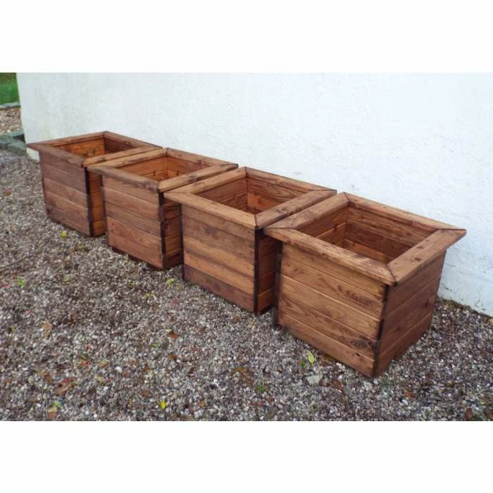 Charles Taylor Wooden Garden Set of 4 47cm x 38.5cm Square Planters 1 Charles Taylor Wooden Garden Set of 4 47cm x 38.5cm Square Planters