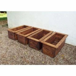 Charles Taylor Wooden Garden Set of 4 82cm x 31.5cm Trough Planters