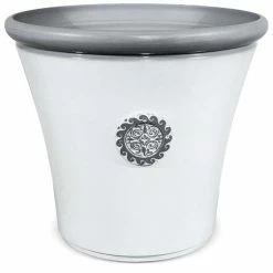56cm Tuscan Round Planter in White with Grey 14 56cm Tuscan Round Planter in White with Grey -Cheap PLANTERS Store PP7854 add image 2 0c3c