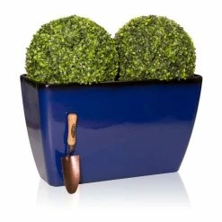 59cm Royal Blue Glaze Effect Trough Planter - By Primrose™