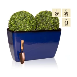 59cm Royal Blue Glaze Effect Trough Planter - By Primrose™ -Cheap PLANTERS Store PP7864 main image d014