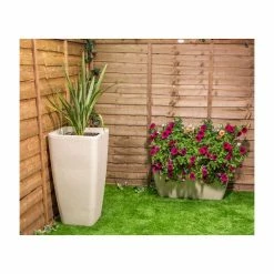 76cm White Stone Effect Flared Square Planter - By Primrose™ -Cheap PLANTERS Store PP7869 add image 2 e61e