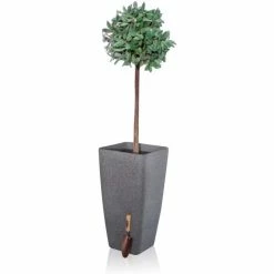 76cm Baltic Grey Stone Effect Flared Square Planter - By Primroseâ„¢