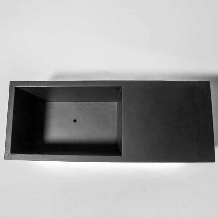 115cm Black Fibrecotta Rectangular Planter with LED Lights 3 115cm Black Fibrecotta Rectangular Planter with LED Lights - Image 3