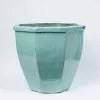 40cm Glazed Jade Ceramic Octagon Planter - Small