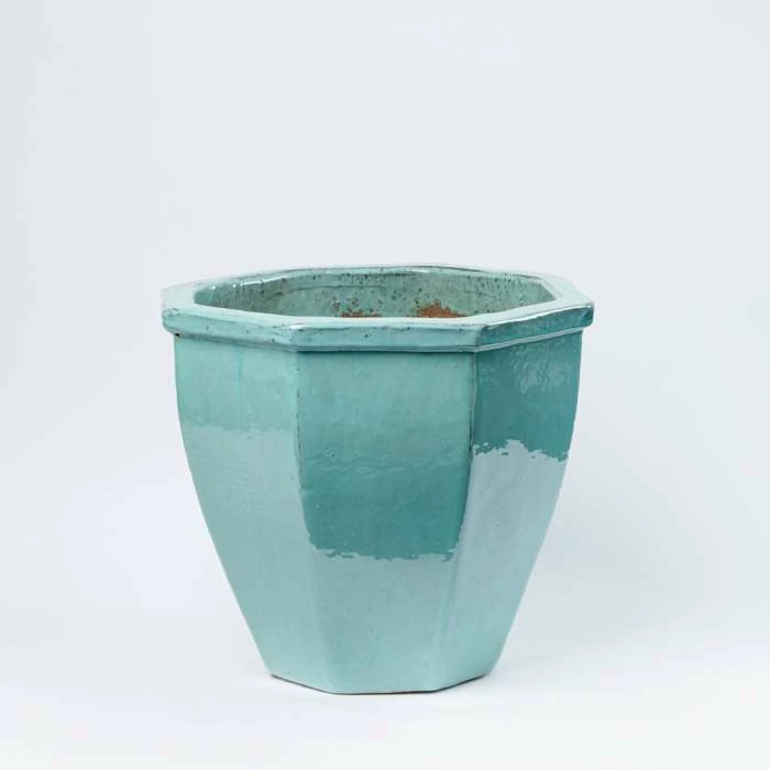 50cm Glazed Jade Ceramic Octagon Planter - Medium 1 50cm Glazed Jade Ceramic Octagon Planter - Medium
