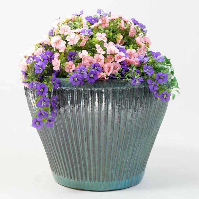 32cm Linear Jade Glazed Ceramic Bowl Planter - Small 4 32cm Linear Jade Glazed Ceramic Bowl Planter - Small - Image 4