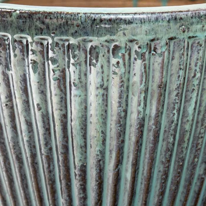 32cm Linear Jade Glazed Ceramic Bowl Planter - Small 1 32cm Linear Jade Glazed Ceramic Bowl Planter - Small