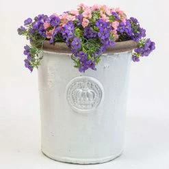 50cm White Rimmed Provence Detail Tall Planter - Large -Cheap PLANTERS Store PP7966 add image 2 bc34