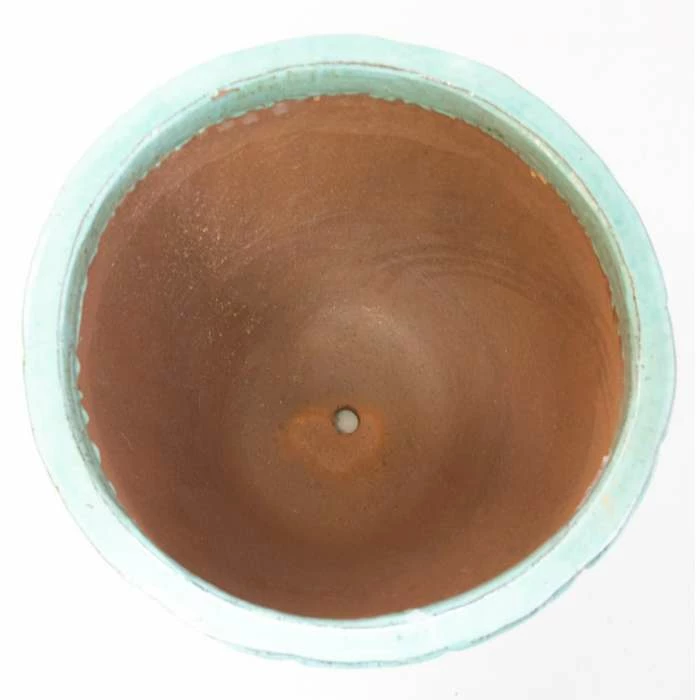 40cm Tile Effect Glazed Blue Ceramic Bowl Planter - Small 4 40cm Tile Effect Glazed Blue Ceramic Bowl Planter - Small - Image 4