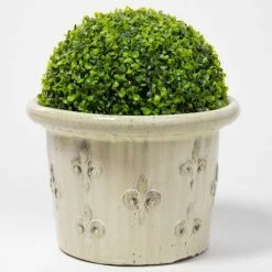 32cm Fleur De Lys Detail Ceramic Round Planter - Small -Cheap PLANTERS Store PP7974 add image 2 e9b2