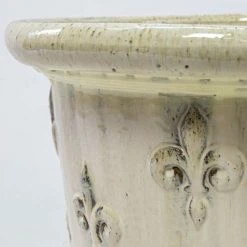32cm Fleur De Lys Detail Ceramic Round Planter - Small -Cheap PLANTERS Store PP7974 add image 3 e512