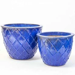 33cm Estella Glazed Dark Blue Ceramic Round Planter - Small -Cheap PLANTERS Store PP7979 add image 4 ab46