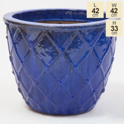 33cm Estella Glazed Dark Blue Ceramic Round Planter - Small -Cheap PLANTERS Store PP7979 main image d243