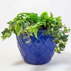 40cm Estella Glazed Dark Blue Ceramic Round Planter - Large -Cheap PLANTERS Store PP7980 add image 2 8e05