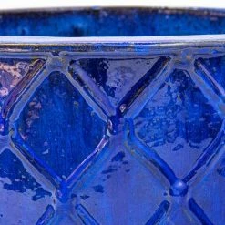 40cm Estella Glazed Dark Blue Ceramic Round Planter - Large -Cheap PLANTERS Store PP7980 add image 3 584e