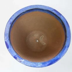 40cm Estella Glazed Dark Blue Ceramic Round Planter - Large