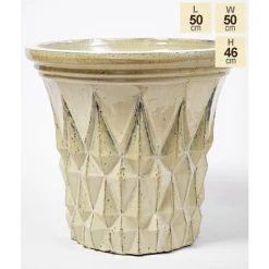 46cm Barcelona Glazed Yellow Ceramic Geometric Flared Pattern Planter -Cheap PLANTERS Store PP7983 main image 2728