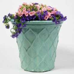 46cm Estella Glazed Light Blue Ceramic Geometric Pattern Flared Planter -Cheap PLANTERS Store PP7984 add image 2 2ee2