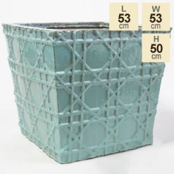 50cm Thales Glazed Blue Geometric Pattern Cube Planter - Large 9 50cm Thales Glazed Blue Geometric Pattern Cube Planter - Large -Cheap PLANTERS Store PP7987 main image 0303