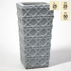 50cm Thales Glazed Grey Ceramic Geometric Pattern Tall Planter - Small -Cheap PLANTERS Store PP7988 main image 0fe8