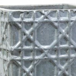 75cm Thales Glazed Grey Ceramic Geometric Pattern Tall Planter - Large -Cheap PLANTERS Store PP7989 add image 2 9466
