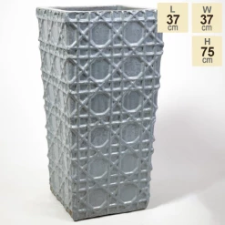 75cm Thales Glazed Grey Ceramic Geometric Pattern Tall Planter - Large -Cheap PLANTERS Store PP7989 main image 9b23