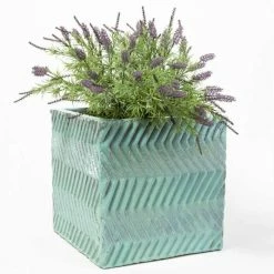 42cm Glazed Blue Ceramic Zig Zag Pattern Cube Planter - Large 8 42cm Glazed Blue Ceramic Zig Zag Pattern Cube Planter - Large -Cheap PLANTERS Store PP7993 add image 2 b21c